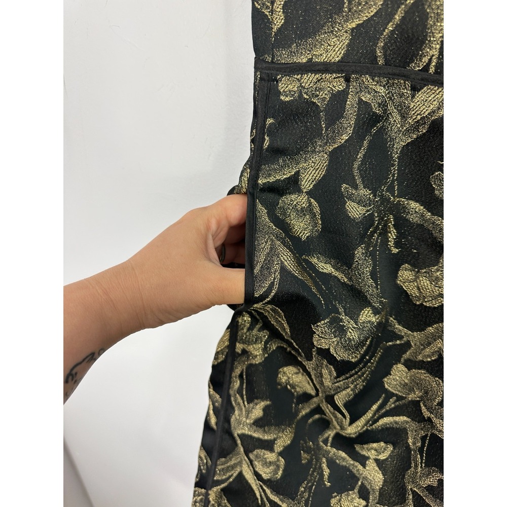 Talbots Gold Brocade Sheath Dress Size 12 Black Floral Metallic Quiet Luxury - Picture 8 of 8